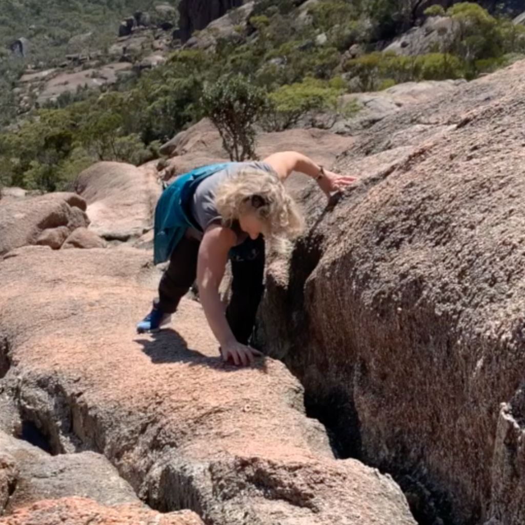 crawling up rocks