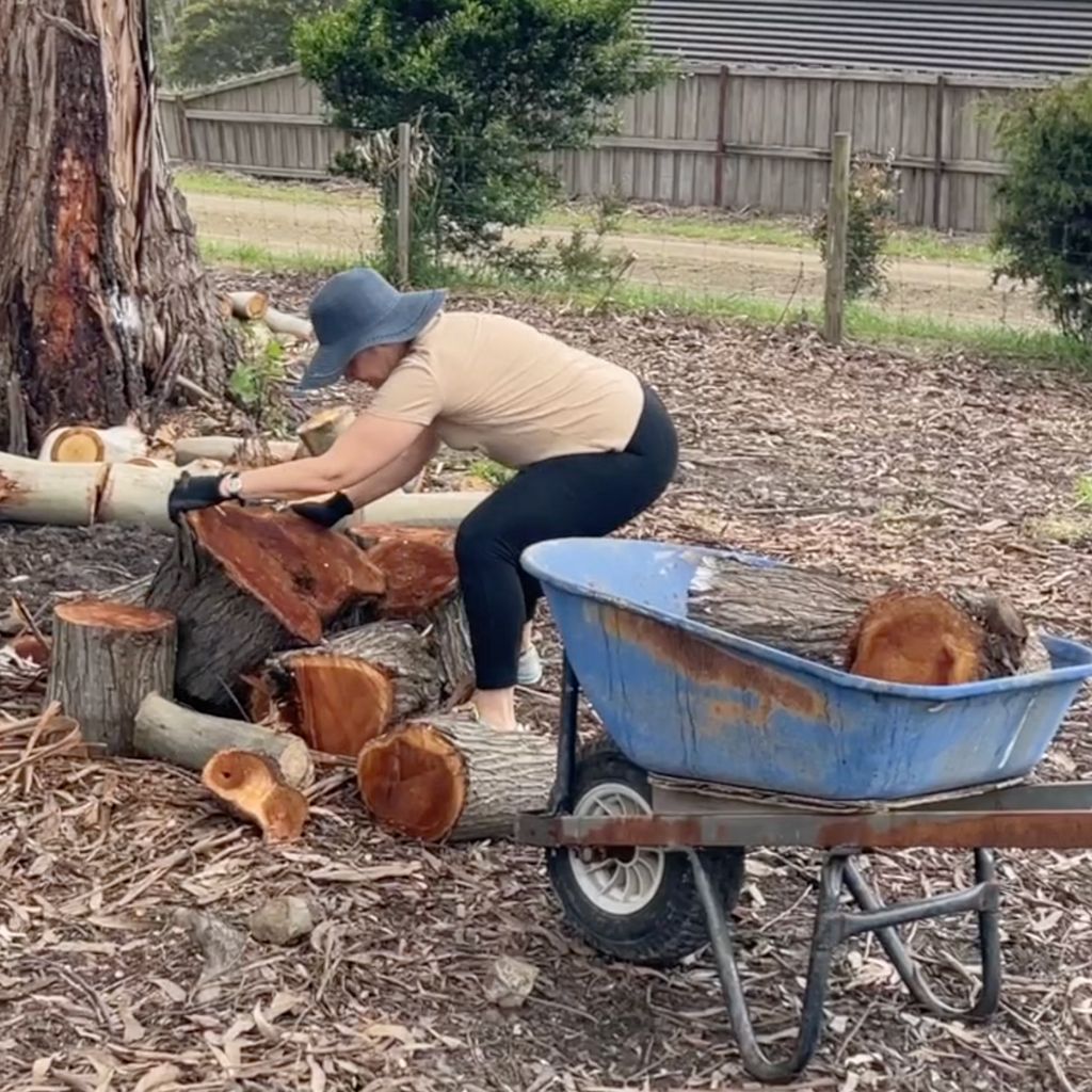 pulling heavy log
