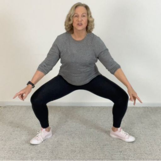 sheree doing a knee friendly wide squat