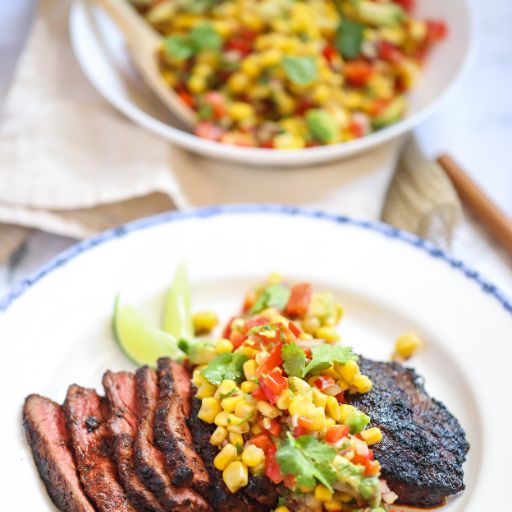 flank steak and corn avocado salsa 3