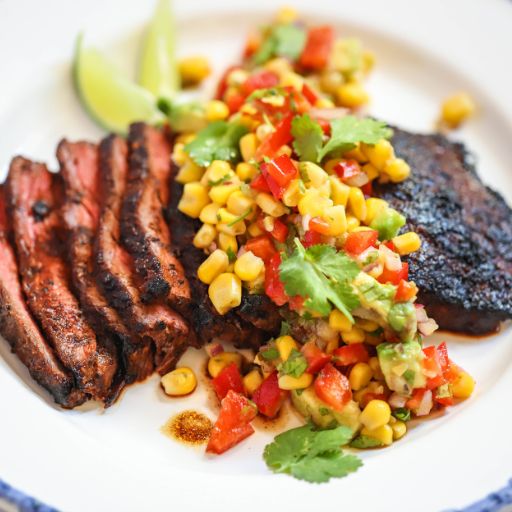 flank steak and corn avocado salsa