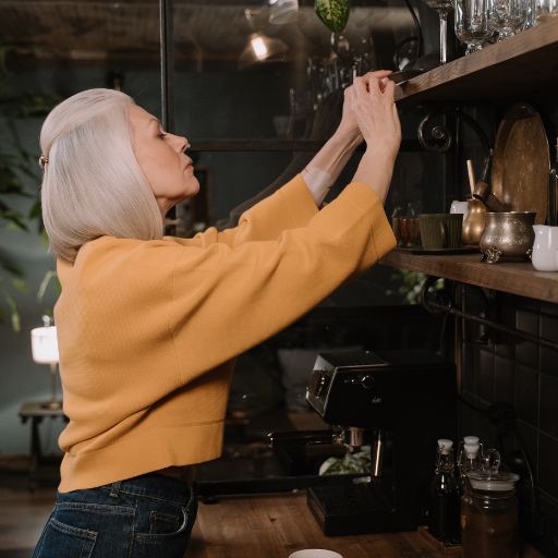 woman high shelf